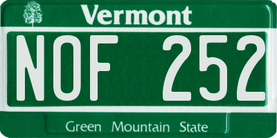 VT license plate NOF252