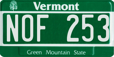 VT license plate NOF253