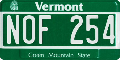 VT license plate NOF254