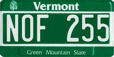 VT license plate NOF255