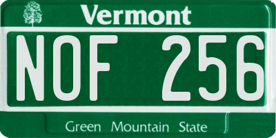 VT license plate NOF256