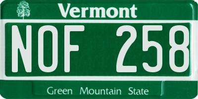 VT license plate NOF258