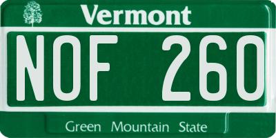 VT license plate NOF260