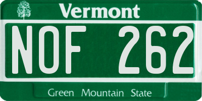 VT license plate NOF262