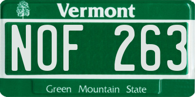 VT license plate NOF263