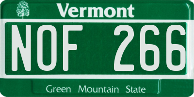 VT license plate NOF266