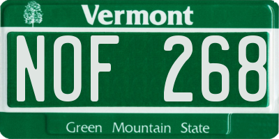 VT license plate NOF268