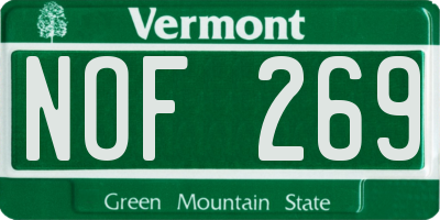 VT license plate NOF269