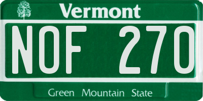 VT license plate NOF270