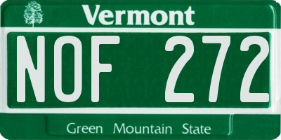 VT license plate NOF272