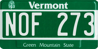 VT license plate NOF273