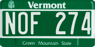VT license plate NOF274