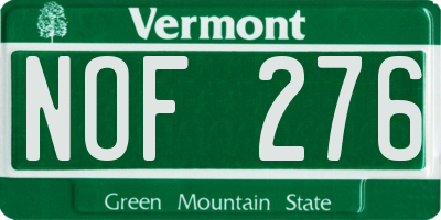 VT license plate NOF276