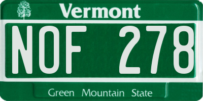 VT license plate NOF278