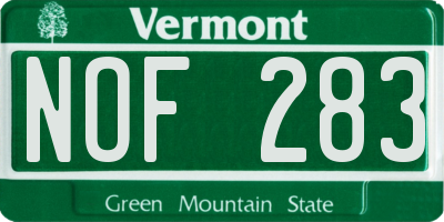 VT license plate NOF283