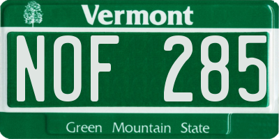 VT license plate NOF285