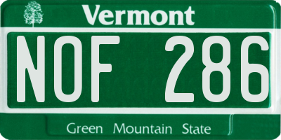 VT license plate NOF286