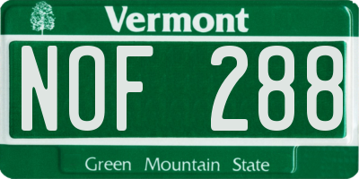 VT license plate NOF288