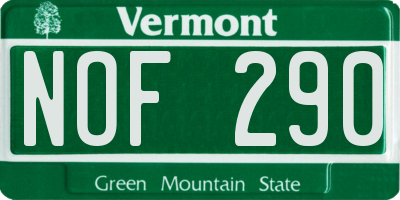 VT license plate NOF290
