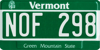 VT license plate NOF298