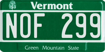 VT license plate NOF299