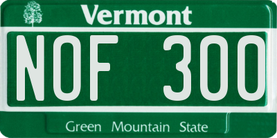 VT license plate NOF300