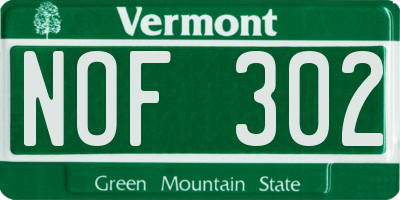VT license plate NOF302