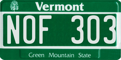 VT license plate NOF303