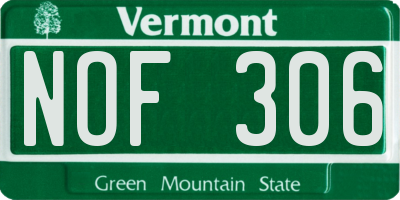VT license plate NOF306