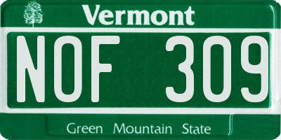 VT license plate NOF309