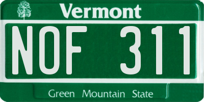 VT license plate NOF311