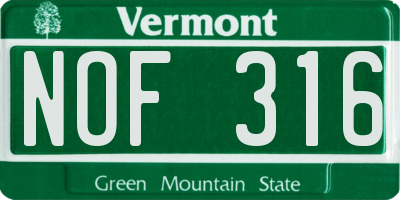 VT license plate NOF316