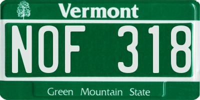 VT license plate NOF318