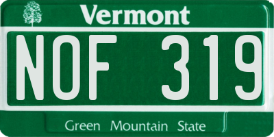 VT license plate NOF319