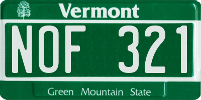VT license plate NOF321