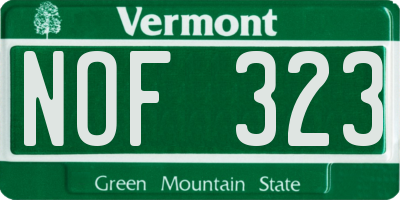 VT license plate NOF323