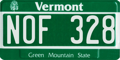 VT license plate NOF328