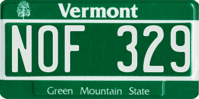 VT license plate NOF329