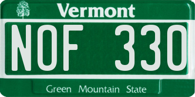 VT license plate NOF330