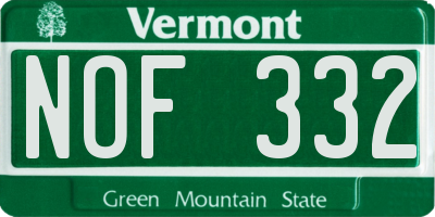 VT license plate NOF332