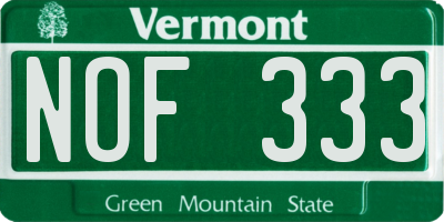 VT license plate NOF333