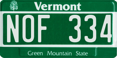 VT license plate NOF334