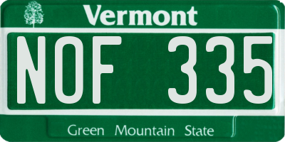 VT license plate NOF335