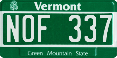 VT license plate NOF337