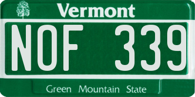 VT license plate NOF339