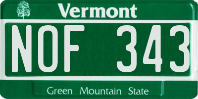 VT license plate NOF343