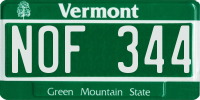VT license plate NOF344