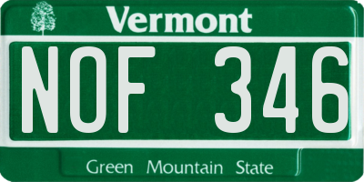 VT license plate NOF346