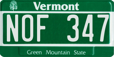 VT license plate NOF347