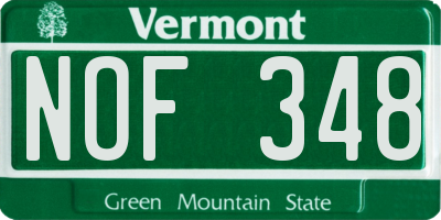 VT license plate NOF348